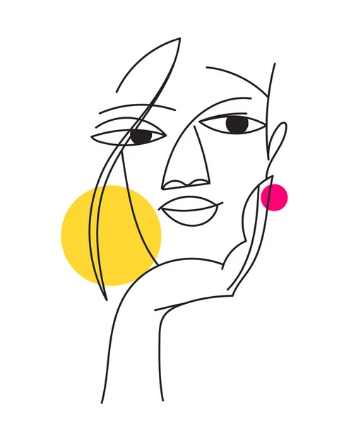 Estilo Moderno Abstracto Línea Arte Mujer Retrato Diseño Vector de stock