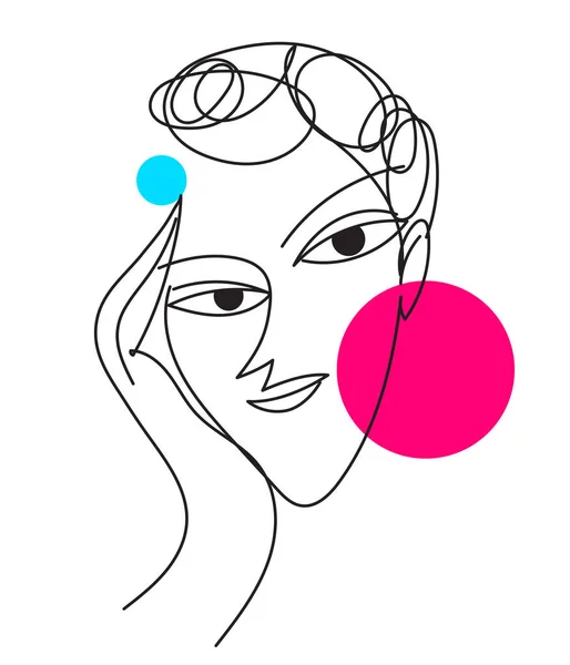 Abstrakte Moderne Linie Kunst Frau Portrait Design Stockillustration