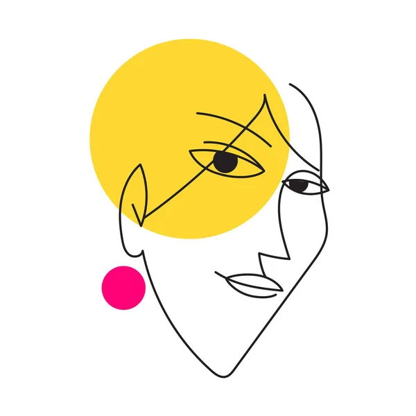 Abstract Modern Style Line Art Woman Portrait Design Stock Illustration