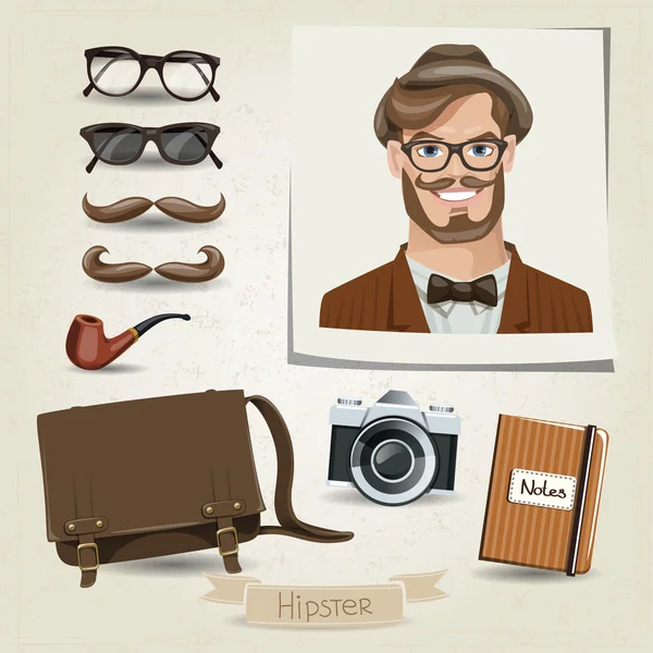 Retrato do homem hipster —  Vetores de Stock