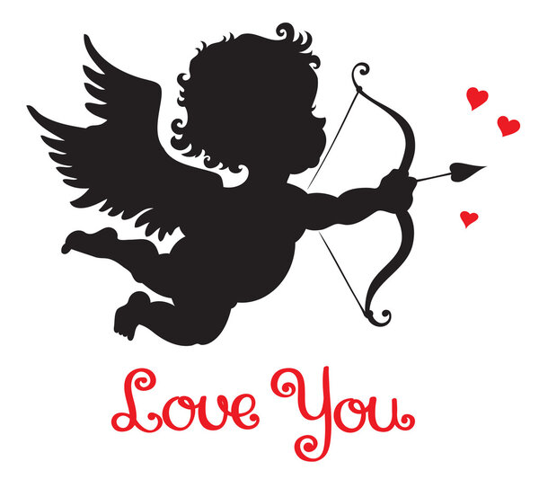 Силуэт Купидона, стреляющего из лука
