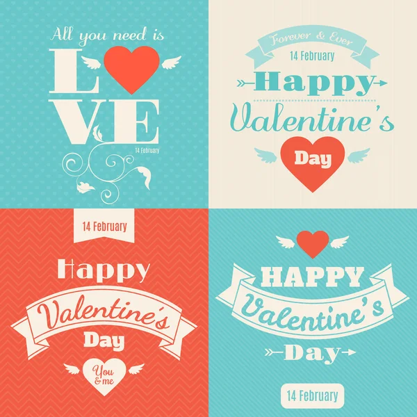 Cartões de Dia dos Namorados felizes — Vetor de Stock