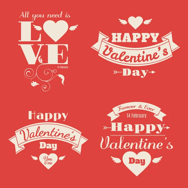 Set of four Happy Valentine's Day cards — Stock Vector