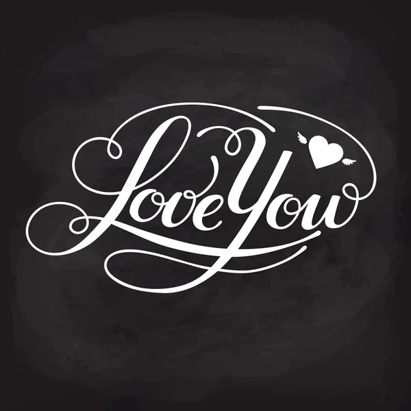 Kort med håndskrevet Love You-tekst – stockvektor