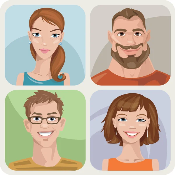 Estilo retratos masculinos y femeninos — Vector de stock