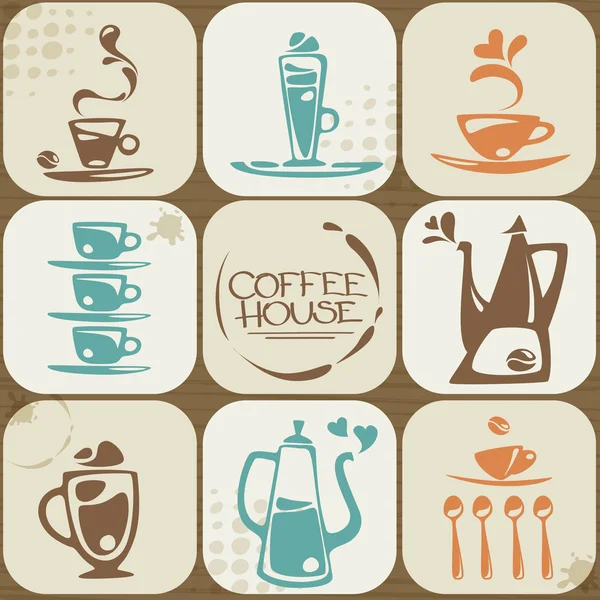 Koffie pictogrammen collectie bijeen — Stockvector