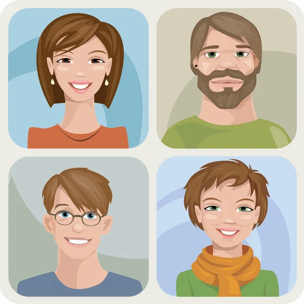Style male and female portraits — Stock Vector