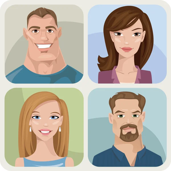 Set of four portraits of hipsters — Stock Vector