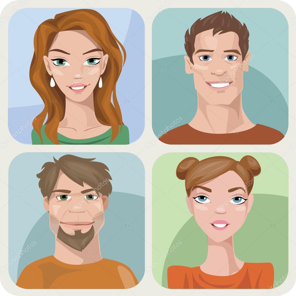 Style male and female portraits
