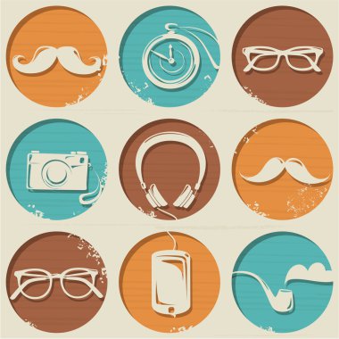Hipster stil öğeleri içeren deseni