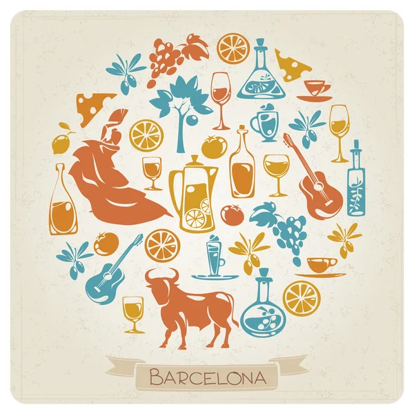 Patrón con símbolos de Barcelona — Vector de stock