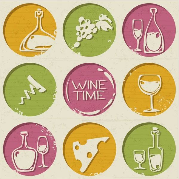 Modèle de vin avec des éléments alimentaires — Image vectorielle