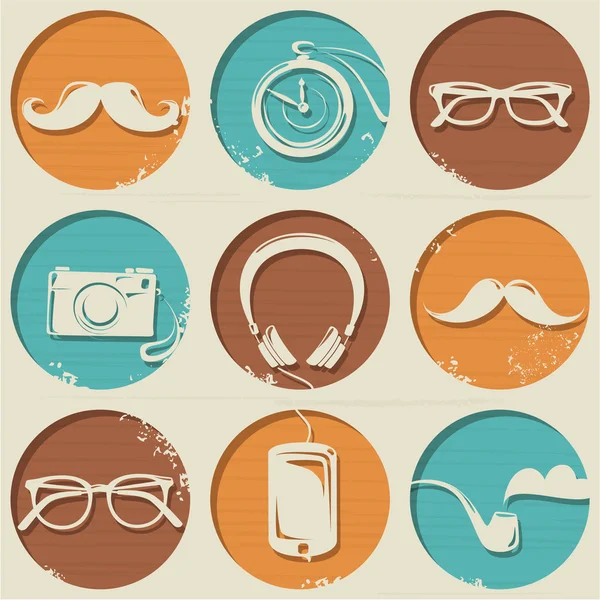 Pattern with hipster style elements — Stock Vector