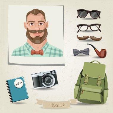 Hipster adam onun aksesuarları ile