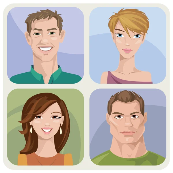 Dört erkek ve kadın Portreler