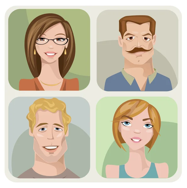 Retratos masculinos y femeninos — Vector de stock