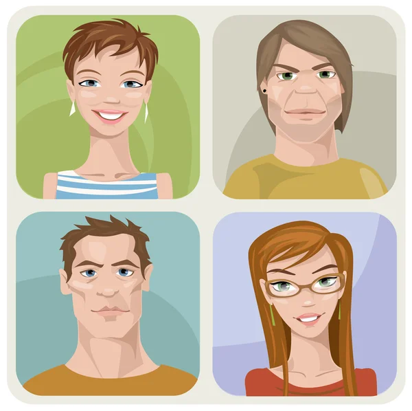 Male and female portraits — Stock Vector