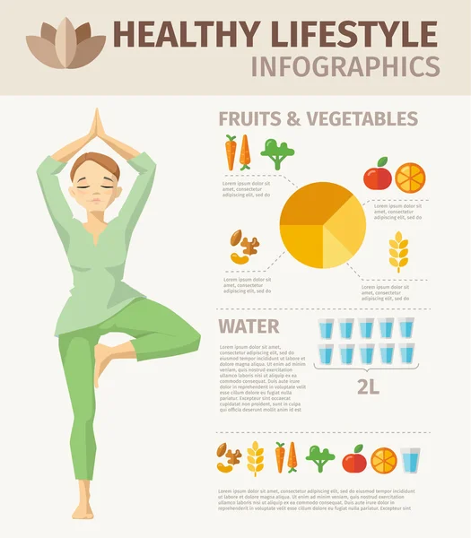 Infográfico de estilo de vida saudável — Vetor de Stock