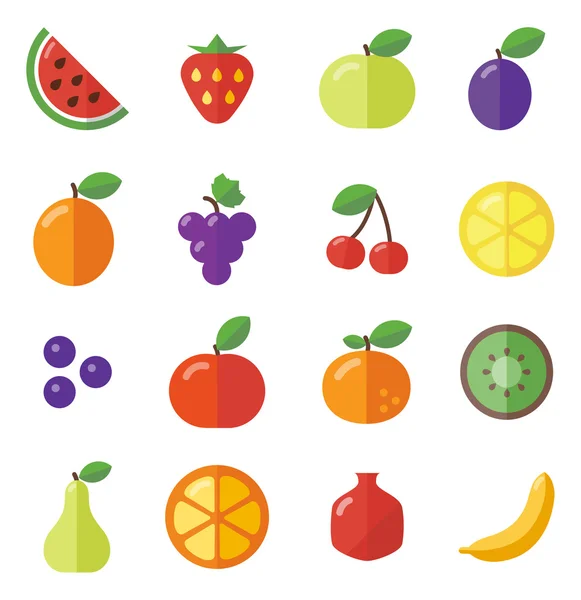 Iconos de frutas diferentes — Archivo Imágenes Vectoriales