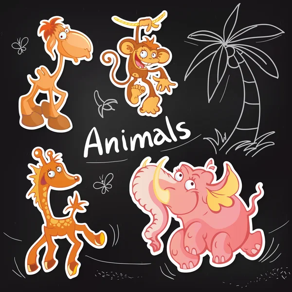 Animales personajes de dibujos animados — Vector de stock