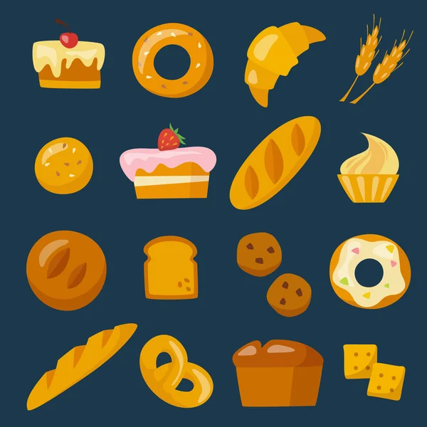 Bakery icons set — Stock Vector