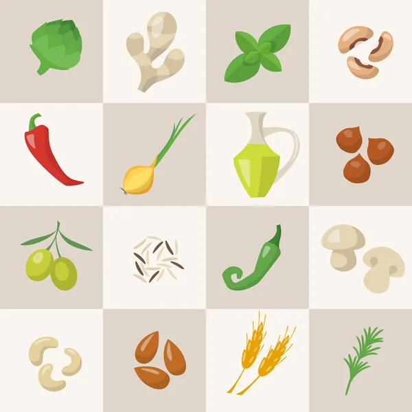 Comida saludable en estilo plano — Vector de stock