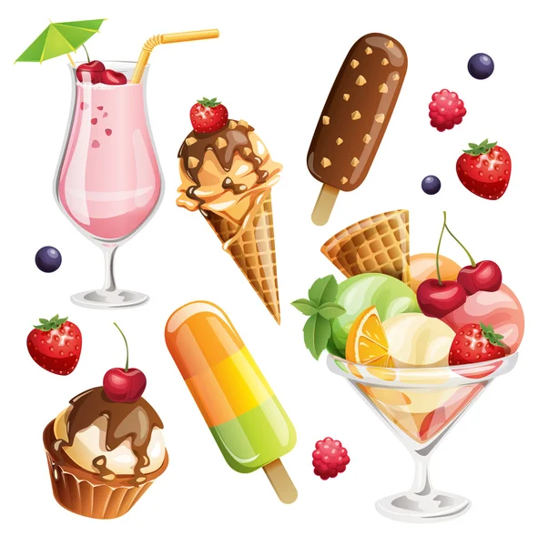 Icônes alimentaires d'été . — Image vectorielle