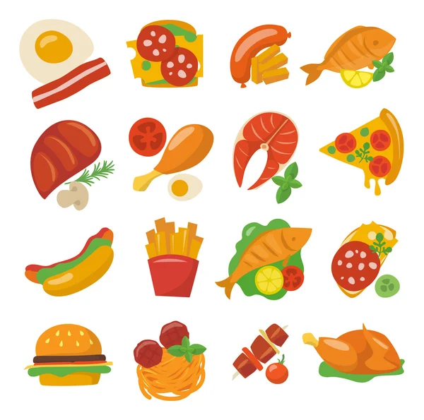 Flat food icons — Stock Vector