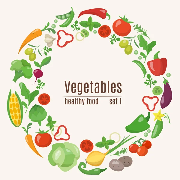 Iconos de diferentes verduras — Vector de stock