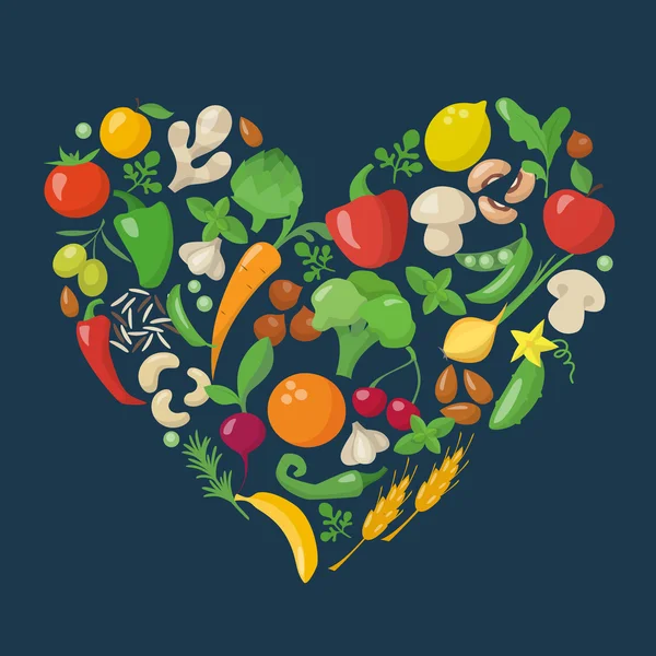 Sağlıklı yiyecek simgeleri — Stok Vektör