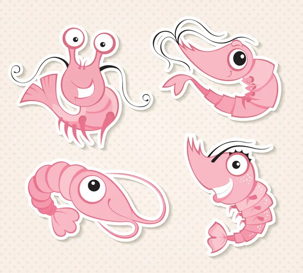 Crevettes fraîches dans le style de dessin animé — Image vectorielle