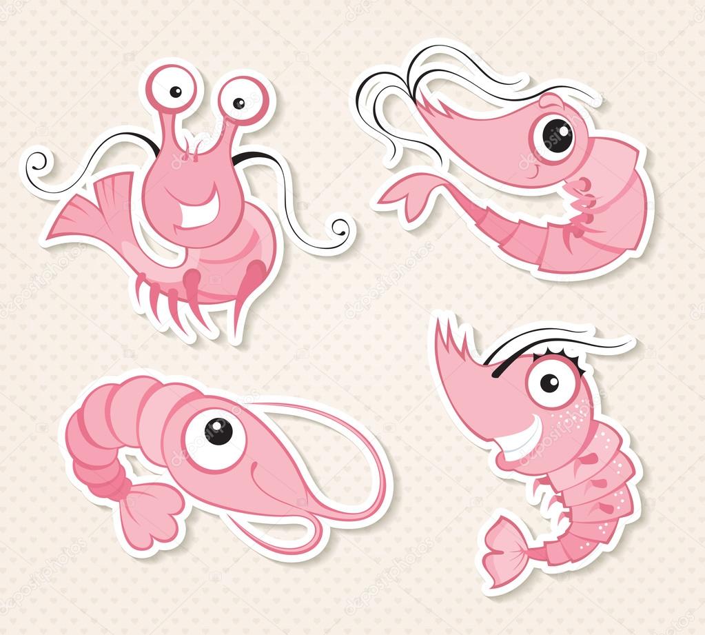 Cool shrimps in cartoon style