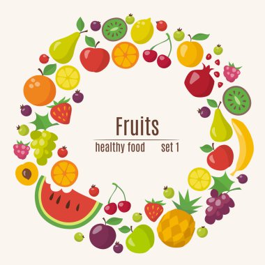 Fruits icons set clipart