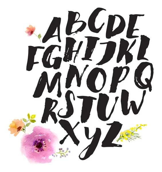 Fırça kalemle yazılmış alfabesi