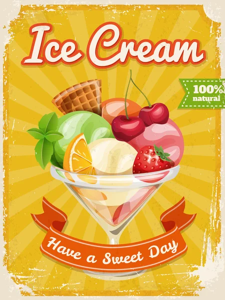 Affiche de crème glacée — Image vectorielle