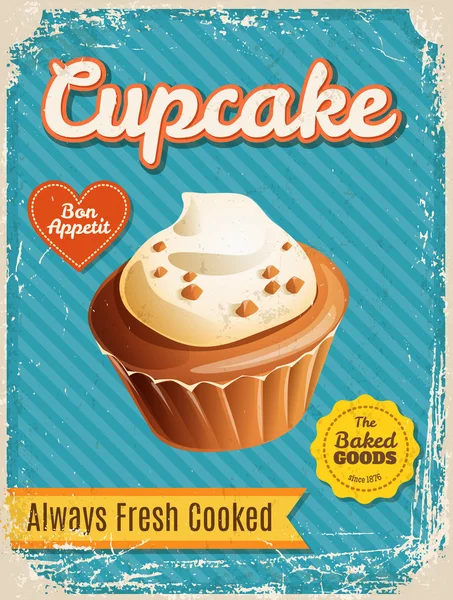 Cupcake αφίσα σε στυλ vintage — Διανυσματικό Αρχείο