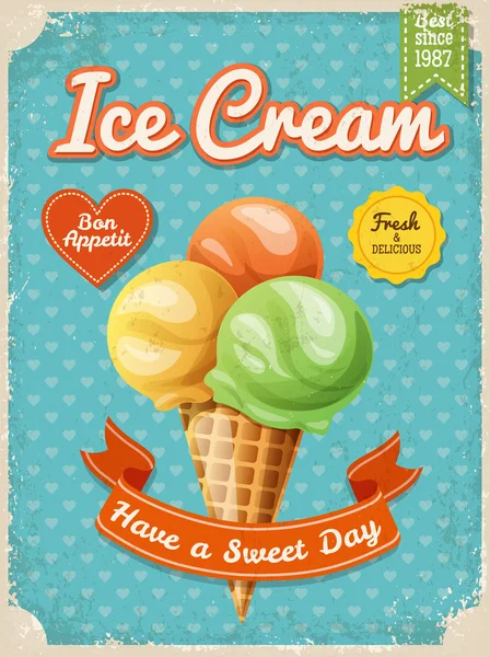 Cartel de helado — Vector de stock