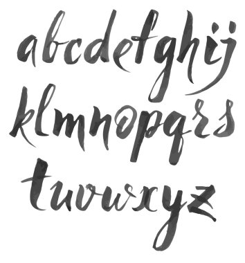 Alphabet written with brush pen.