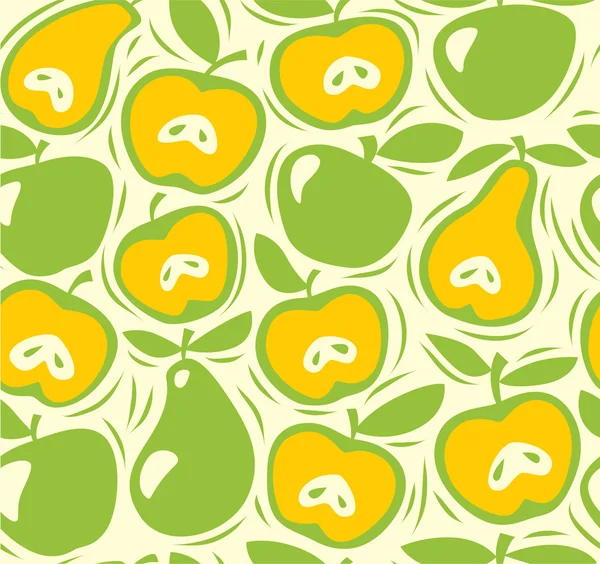 Manzanas y peras patrón sin costura . — Archivo Imágenes Vectoriales