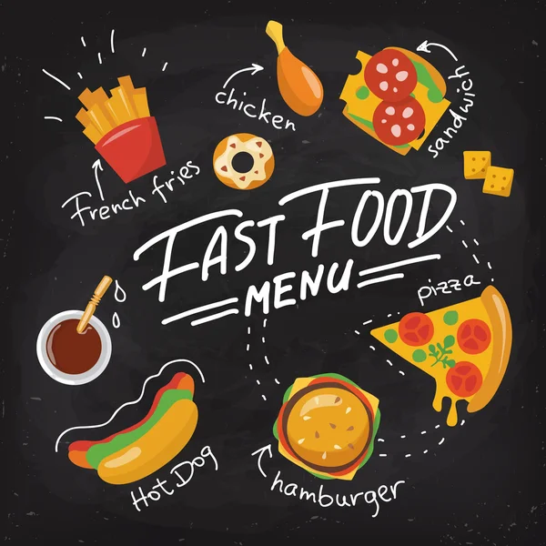 Fast food poster in vlakke stijl. — Stockvector