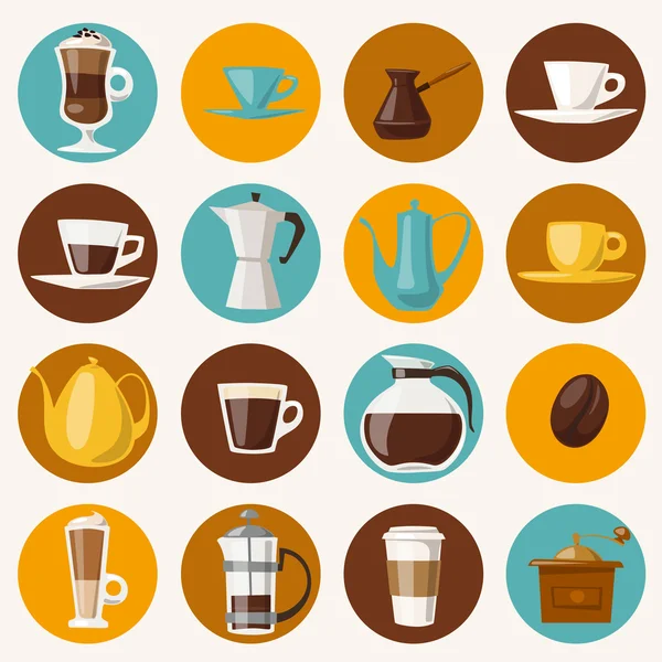 Iconos de café plano — Archivo Imágenes Vectoriales