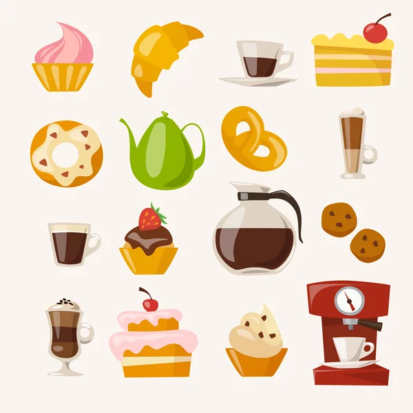 Flat coffee icons. — Stock Vector