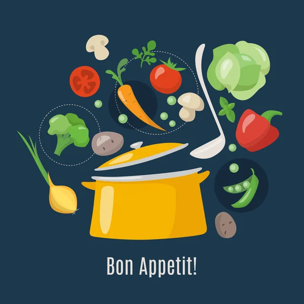 Cómo hacer una sopa infografías de alimentos . — Vector de stock