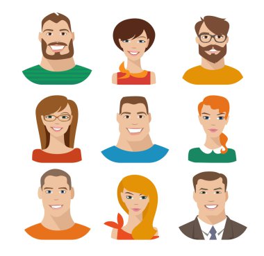 Gülümseyen mutlu insanlar simgeleri