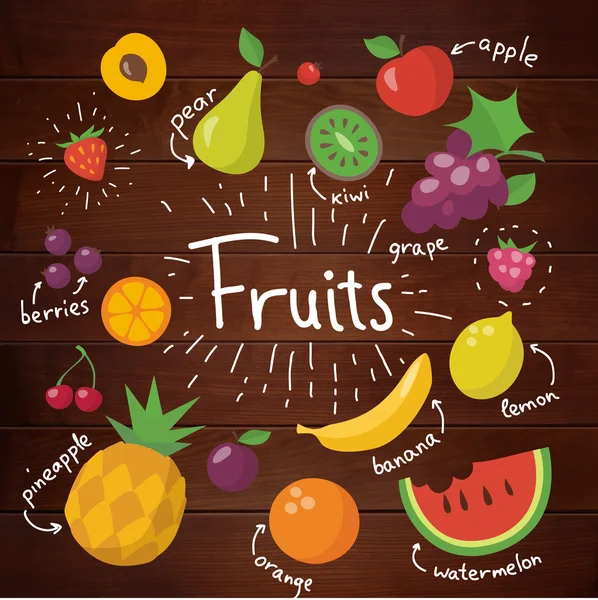 Concept de fruits colorés — Image vectorielle