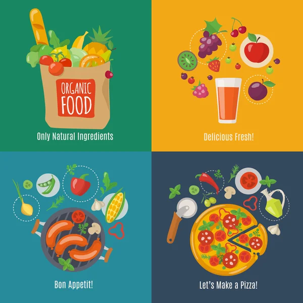 Colorido conjunto de iconos de alimentos — Vector de stock