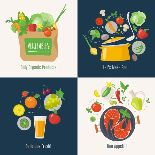 Set colorato di icone alimentari — Vettoriale Stock