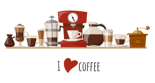 Ich liebe Kaffee-Konzept, — Stockvektor