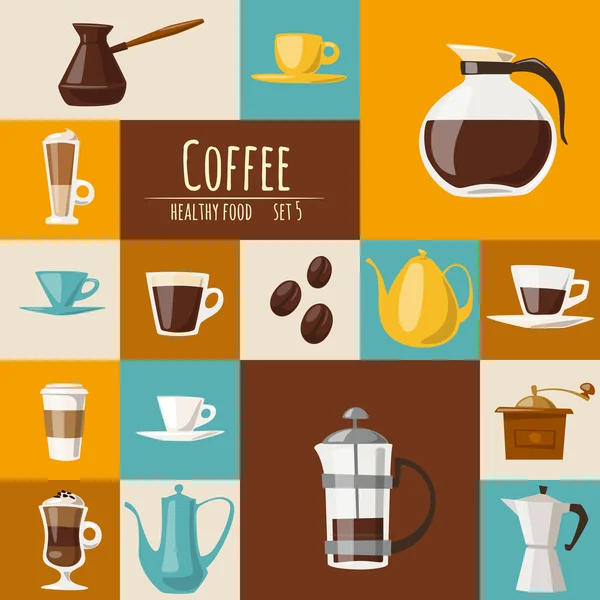 Set con iconos de café — Archivo Imágenes Vectoriales