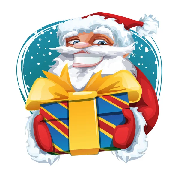Anta Claus sosteniendo caja de regalo — Vector de stock